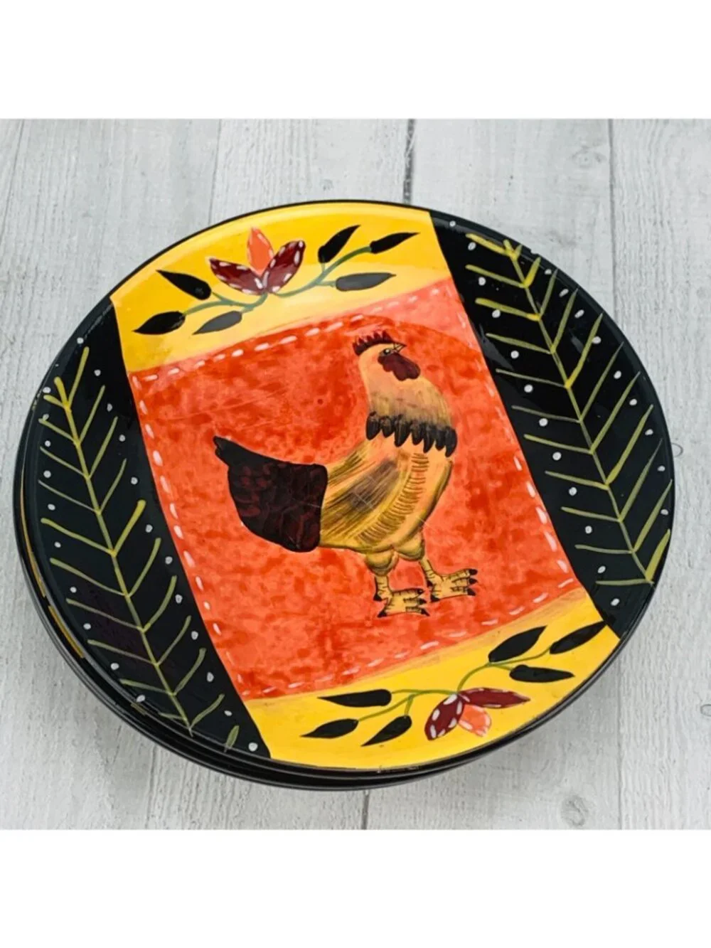 J A Designs LA DOLCE ROOSTER TUSCAN COLLECTION Stoneware Lunch Salad Plate Set 5